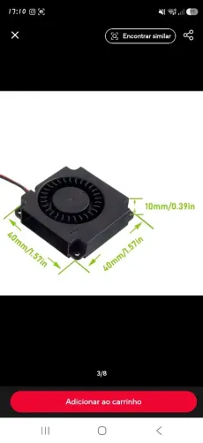 2 Unidades Ventoinha lateral fan axial ender 3 Pro, Ender 5 e CR6 (Par)