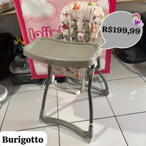 Cadeira Alimentação Burigoto merenda encosto reclinavel, dobravel, cintos 3 pontos