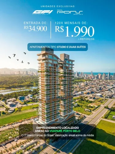 Conecta Residence Porto Belo | Studios e 2 Suítes | Alto Potencial de Valorização