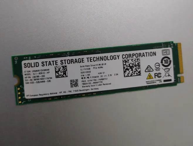 SSD NVMe de 512 GB da HP