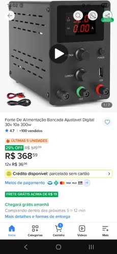 Fonte De Alimentação Bancada Ajustavel Digital 30v 10a 300w