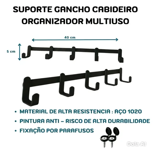 Suporte gancho cabideiro organizador multiuso