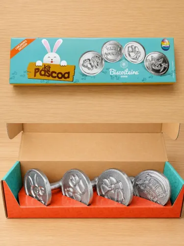 Kit Biscoiteira - Conjunto de 4 moldes de ferro para biscoito
