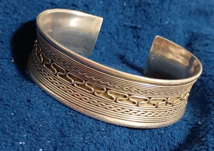 Bracelete de prata maciça 925 estilo indiano