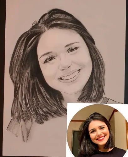 Desenhos de fotografias e caricaturas