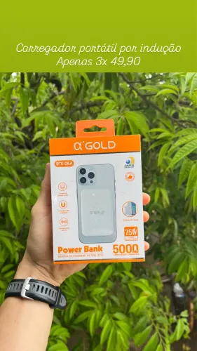 Carregador Portatil Inducao Power Bank 5000mAh Sem Fio Magsafe Universal - Produto Novo