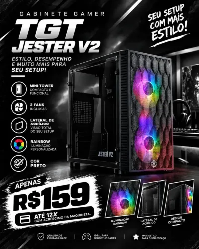 GABINETE GAMER TGT COM DUAS FANS @zathurainformatica
