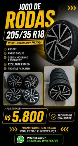 Jogo completo liga leve e pneus 205/35/18 4x100