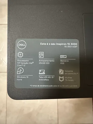 Notebook Dell Inspiron 15 3501 | i3 10ª Geração | SSD 256GB