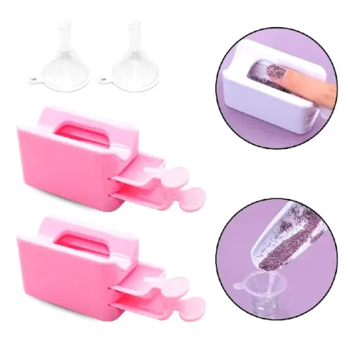 DISPENSER COLETOR DE GLITTER DE UNHAS COM FUNIL