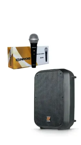 KIT-MICROFONE SOUNDVOICE SM-100 + Caixa Ativa Sr-88a Staner 85W
