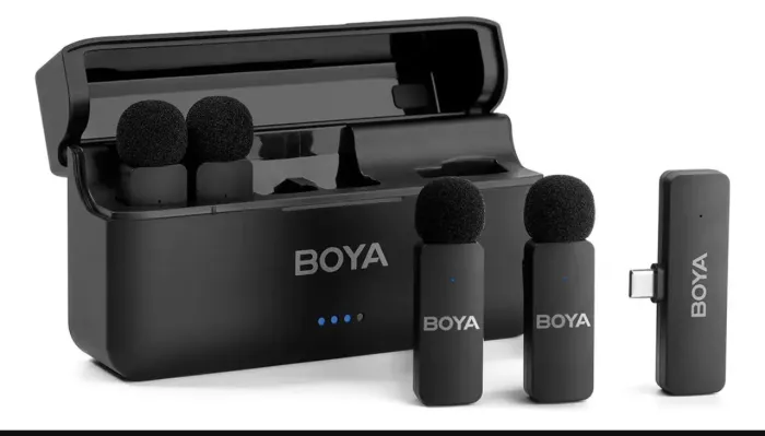 Sistema Microfone Sem Fio By-v4u Usb C Lapela Preto Boya LACRADO 
