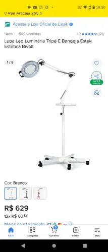 Lupa Led Luminária Tripé com Bandeja Estek Bivolt $400