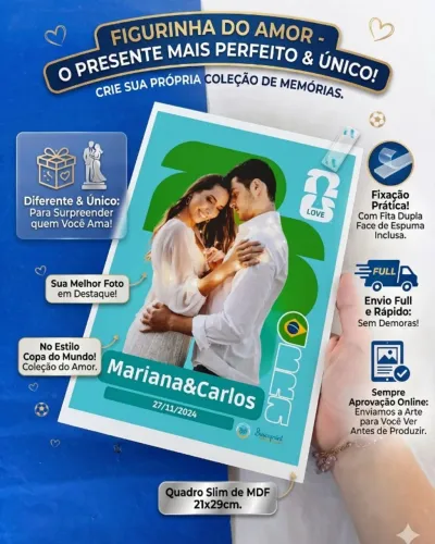 Quadro namorados mdf Romântico e com Qr code para sua Música preferida