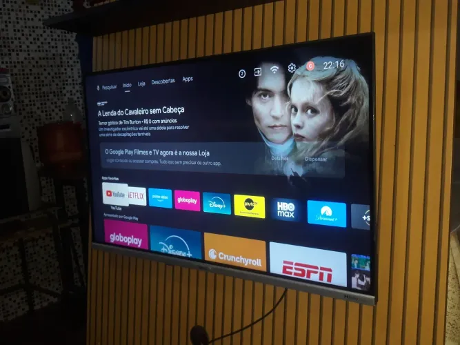 tv 32 smart Android play store bordas infinitas todos apps controle entrego *