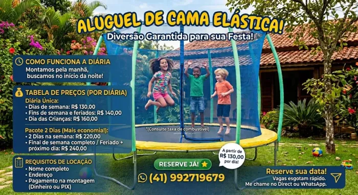 ? Aluguel de Cama Elástica para Festas e Eventos - Diversão Garantida! ?