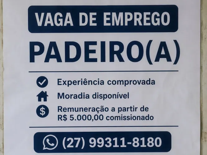 VAGA DE PADEIRO(A) / SALGADEIRO(A)