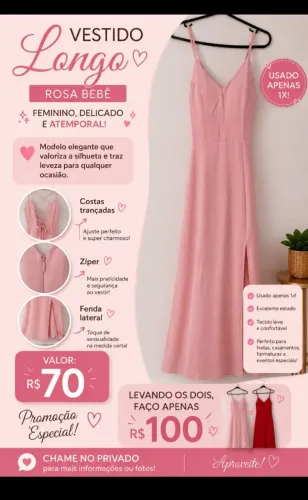 Vestido social rosa