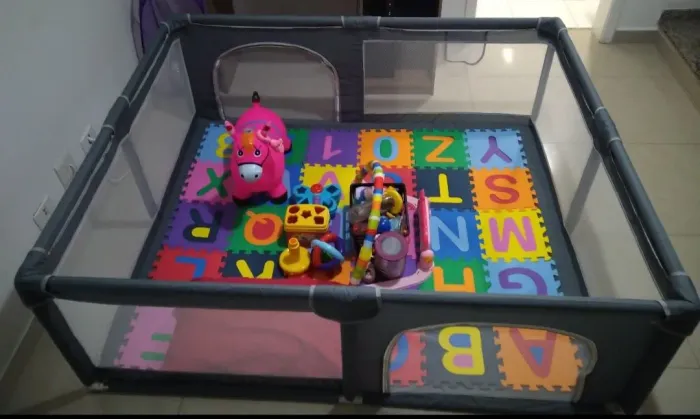 Cercadinho Infantil Gigante MSP Kids 180x150cm (Cinza) - Ótimo Estado!