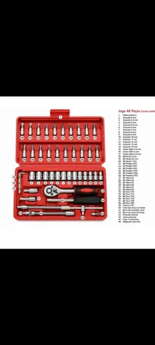 46 Peças JogoDe Chave Catraca Caixa Ferramentas CompletReversível Soquetes Maleta