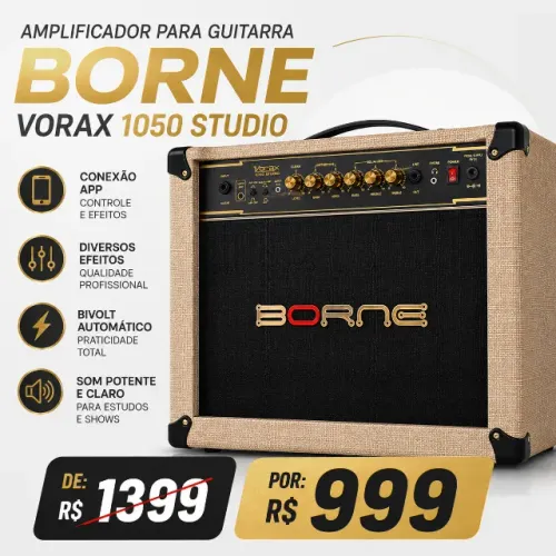 Amplificador Novo Guitarra Borne Vorax 1050 Studio Palha Conexão App Efeitos Bivolt