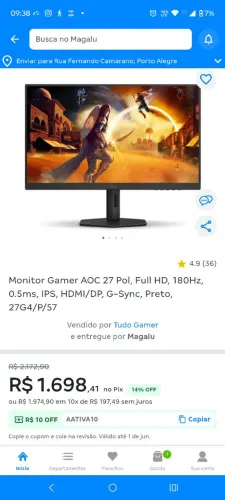 Monitor gamer AOC 27