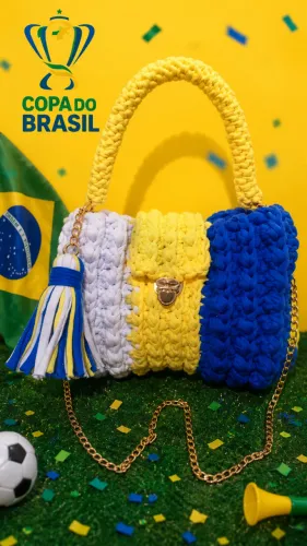 Bolsa de crochê copa do Brasil