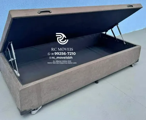 Cama box estruturada Baú Tamanho solteiro 88x1.88 Blindado com Pistão a Gás