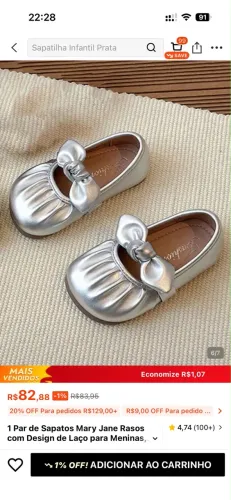 Sapato mary jane rasos com design de laços para meninas