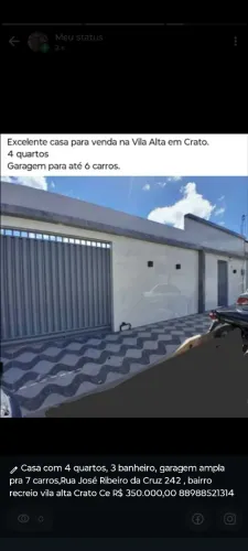 Casa no Crato Ce com 4 quartos