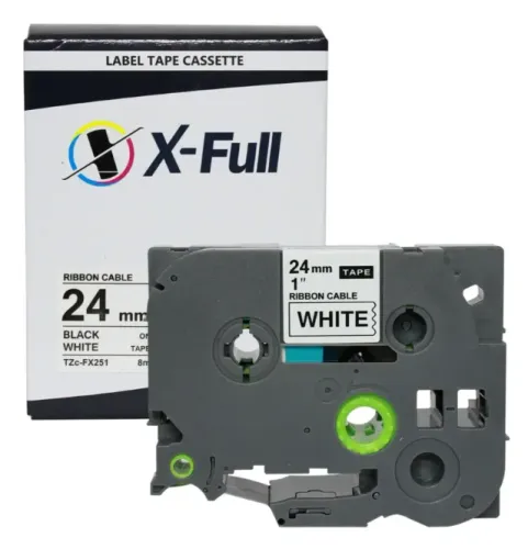 Fita Rotuladora Tze Fx251 24mm Branco Compatível Xfull - LACRADO - 2 unidades