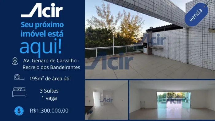 Acir Administradora Apresenta - Cobertura no Recreio dos Bandeirantes!!!