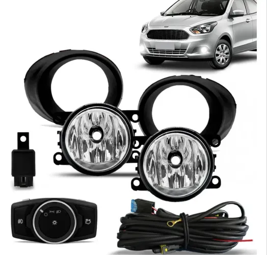 Kit farol de milha Ford Ka com botão modelo original