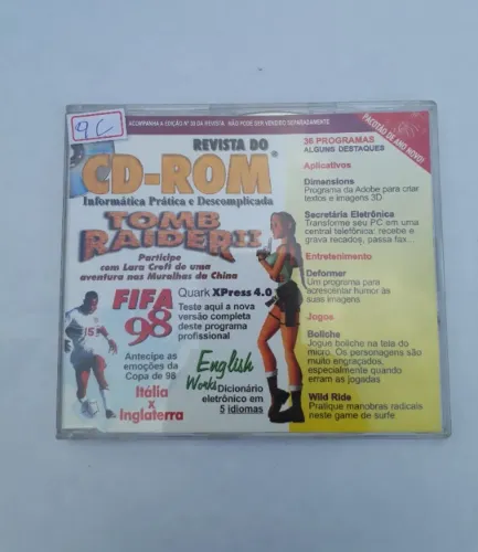 cd de jogo revista do cd rom tomb raider 2 fifa 98 e+ 09c