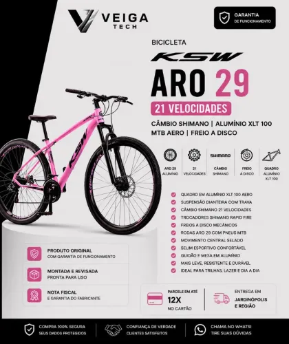Bicicleta Aro 29 Ksw 21 Velocidades 