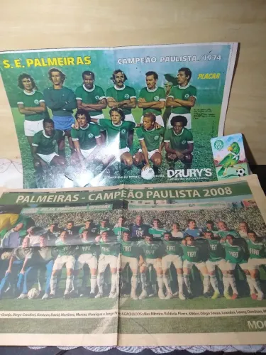Palmeiras/lote/Jornal 2008+ poster Placar 1974 + calendário 1997 