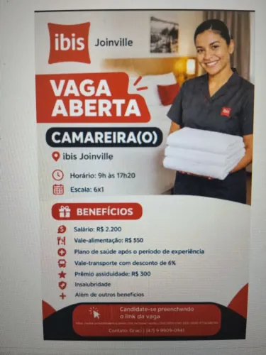 Ibis Joinville contrata Camareira 