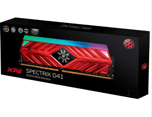 Memória XPG Spectrix D41, 8GB, 3200MHz, DDR4, RGB, CL 16 RED