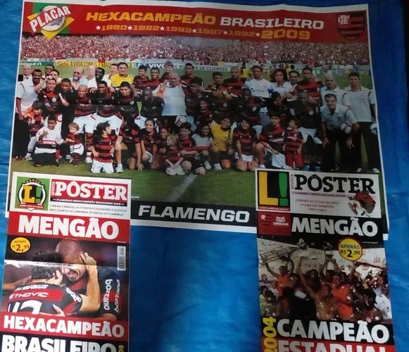 PEQUENA COLEÇÃO DE REVISTAS ANTIGAS E JORNAIS SOBRE OS CAMPEONATOS DO FLAMENGO. 
