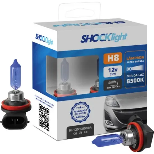 Lâmpada Farol H8 - Super Branca - 8500k - SK120008SBBA