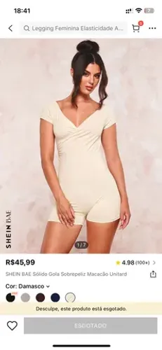 shein NOVO P macaquinho bege ombro a ombro
