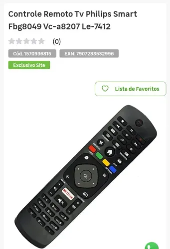 Controle remoto similar Philips smart