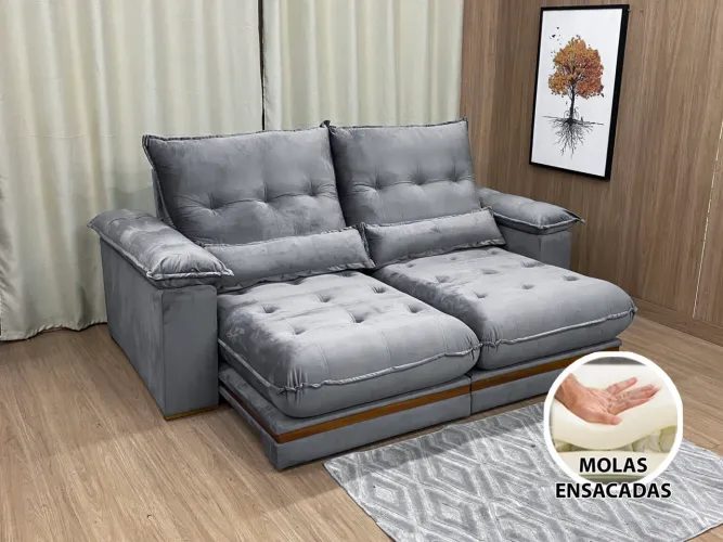 Sofá Retrátil Reclinável 2,30m Malu Molas Ensacadas a53