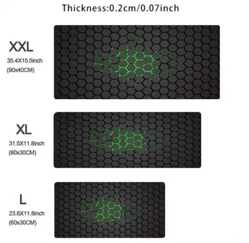 Mousepad Gamer L- Hexágono Verde 60x30 cm
