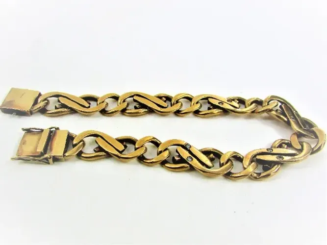 Pulseira em ouro 18K Maciça c/ 8 diamantes cravados 38g