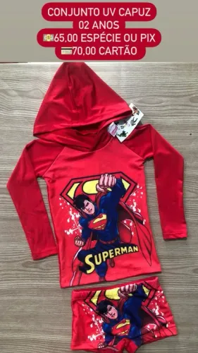 Conjunto UV Capuz Superman 2 Anos - Novo
