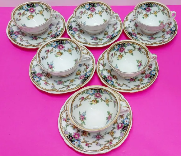 Xícaras De Cafezinho Porcelana Thum Czechoslocakia Floral