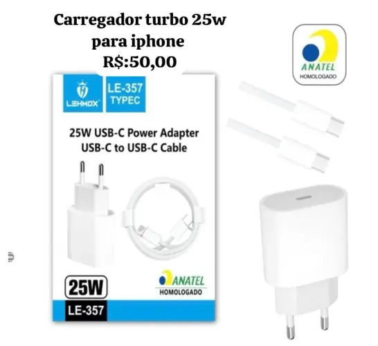 Carregador turbo 25w para iphone