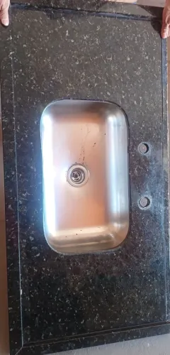 Pia marmore com cuba inox