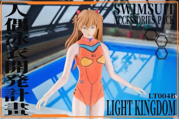 Light Kingdom 1/6 LT005B Asuka Langley Praia Evangelion Head Sculpt + Roupa e Acessórios